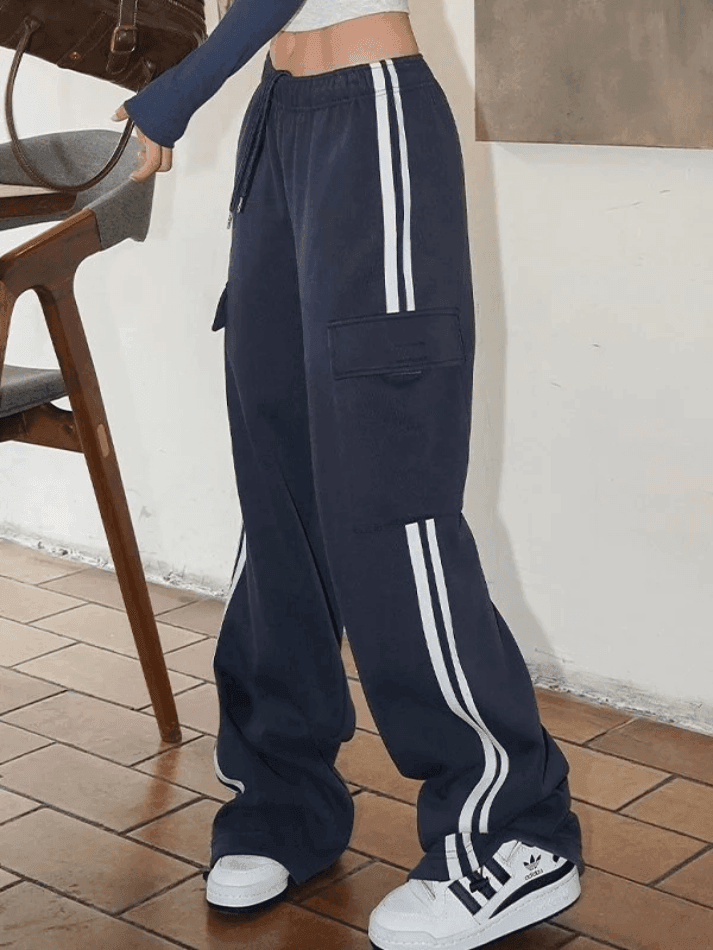 Pocket Side Stripe Baggy Sweatpants - AnotherChill