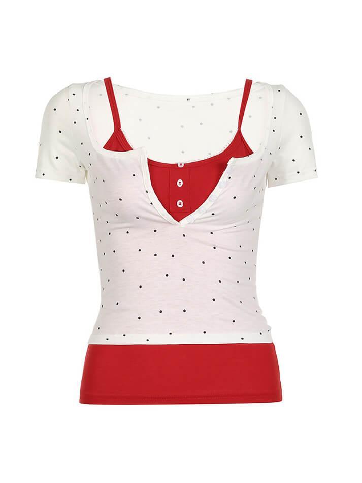 Polka Dot Contrast Two Piece Tee - AnotherChill