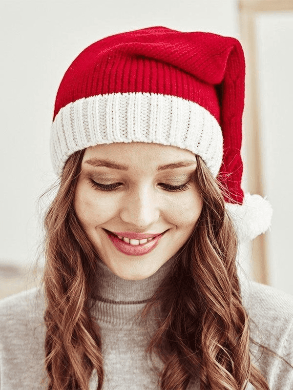 Pom Pom Crochet Knit Christmas Hat - AnotherChill