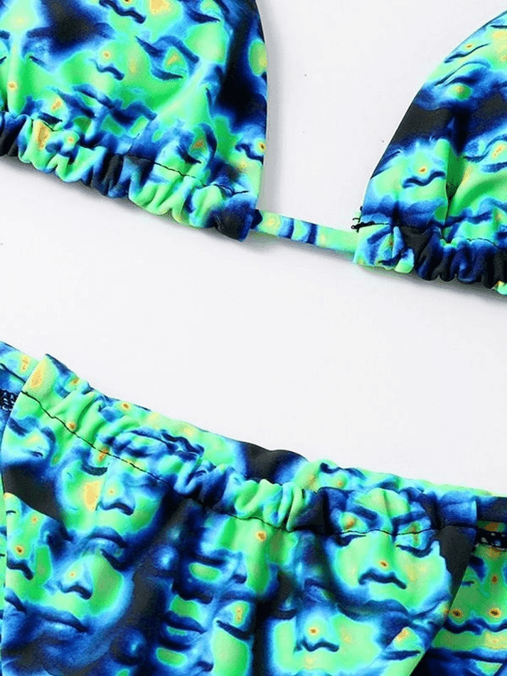 Psychedelic Print Halter Bikini Set - AnotherChill