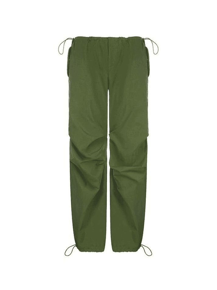 Relaxed Drawstring Low Waist Cargo Pants - AnotherChill