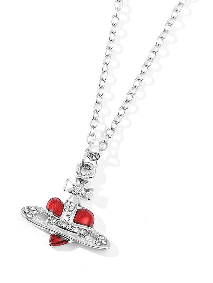 Rhinestone Cross Heart Pendant Necklace - AnotherChill