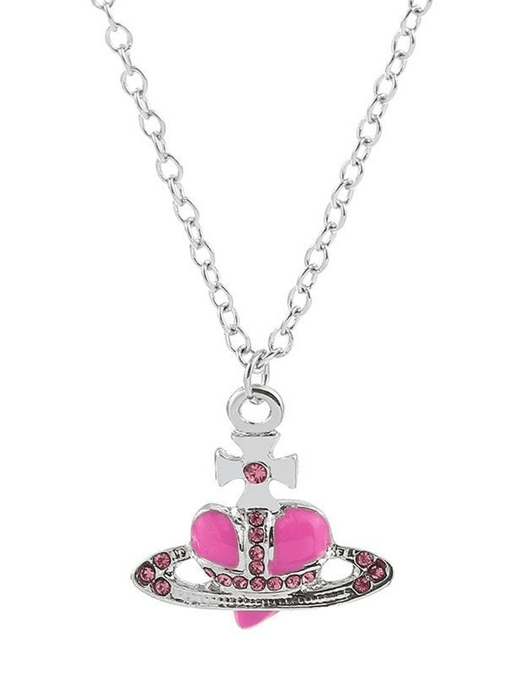 Rhinestone Cross Heart Pendant Necklace - AnotherChill