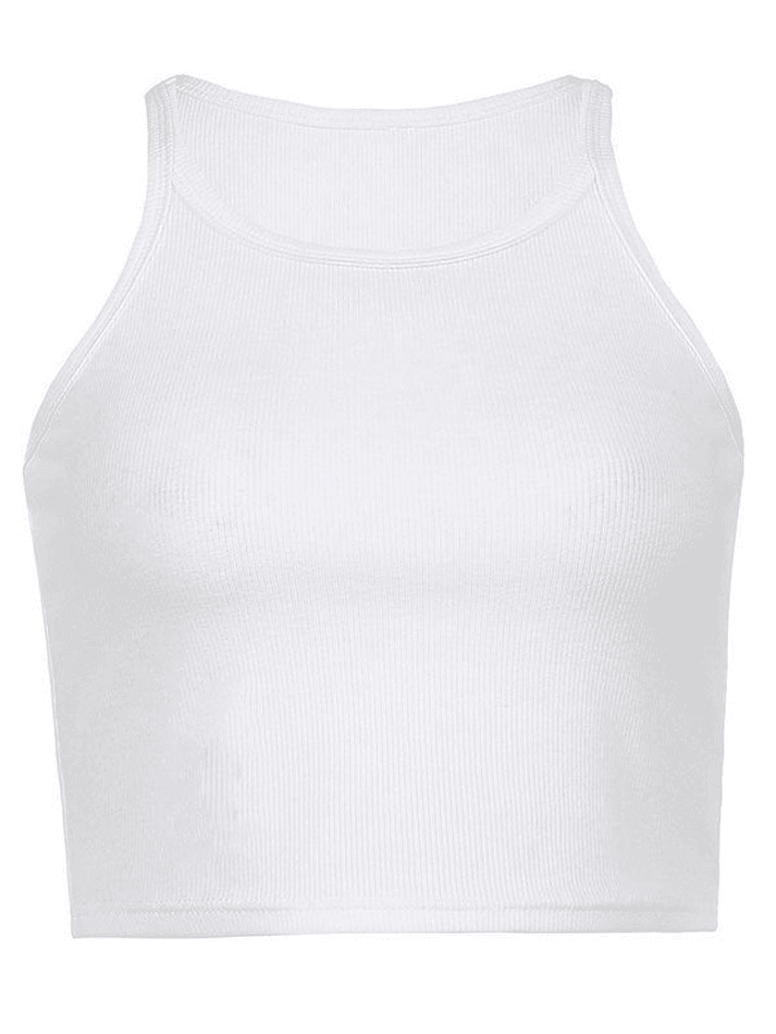 Rib Basic Solid Crop Cami Top - AnotherChill