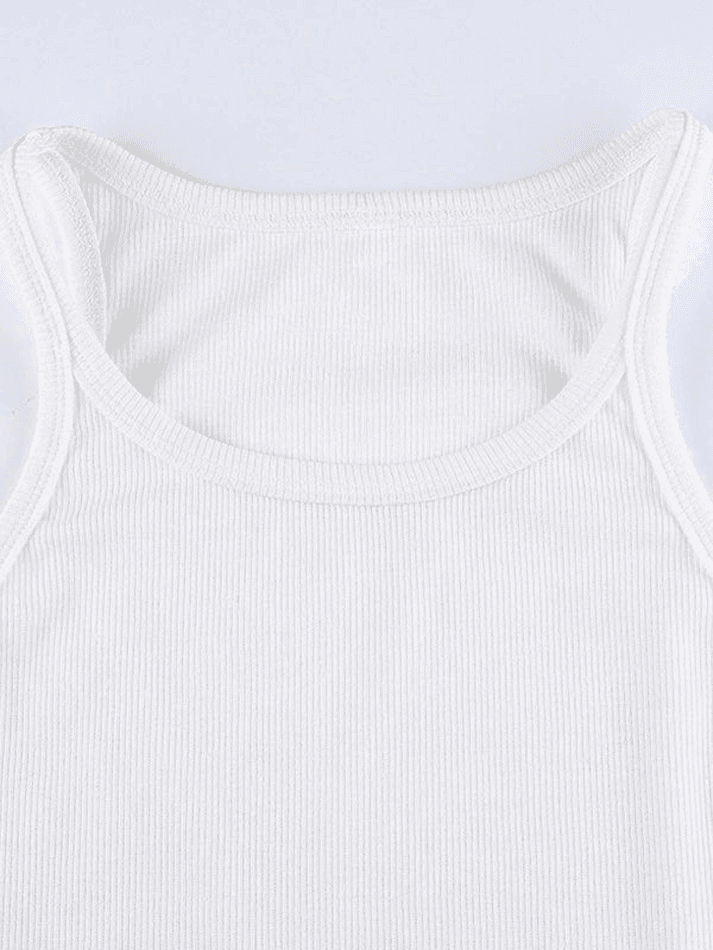 Rib Basic Solid Crop Cami Top - AnotherChill