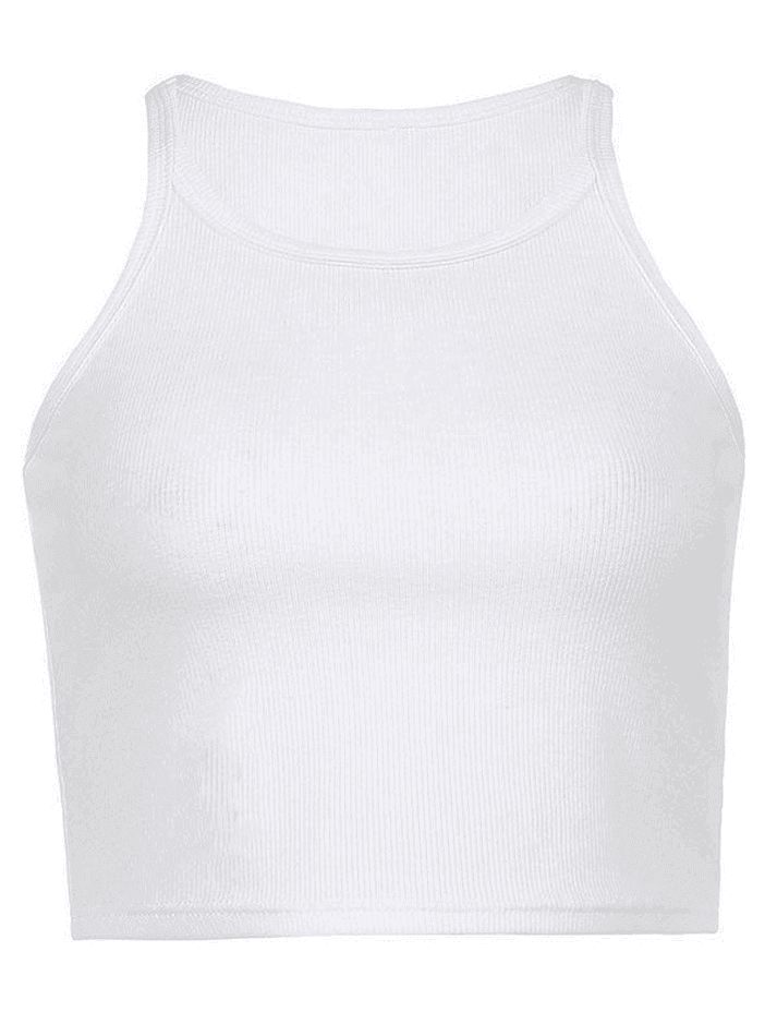 Rib Basic Solid Crop Cami Top - AnotherChill