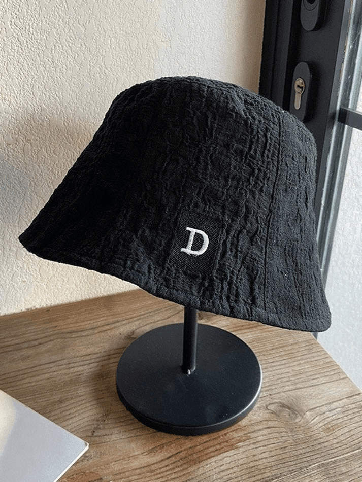 Ruched Letter Embroidery Bucket Hat - AnotherChill