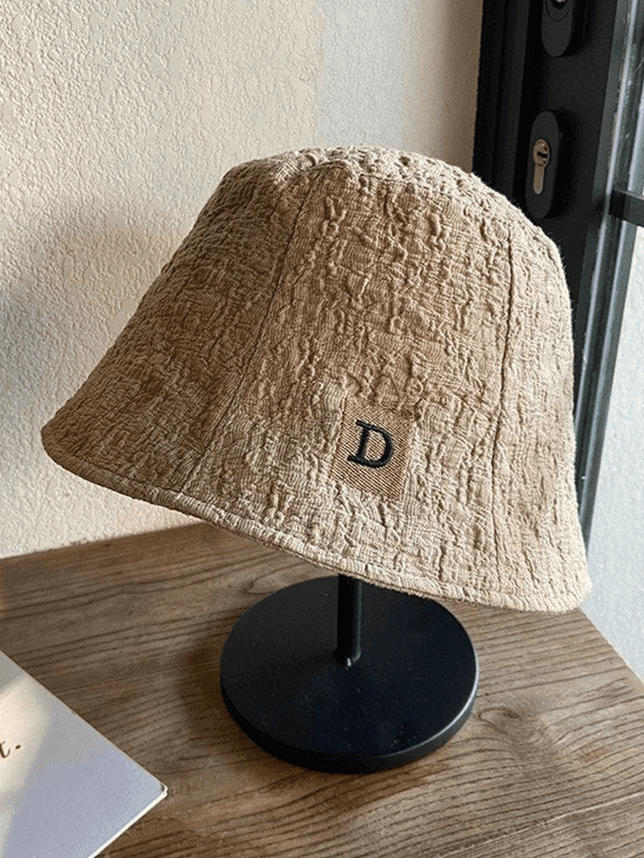 Ruched Letter Embroidery Bucket Hat - AnotherChill