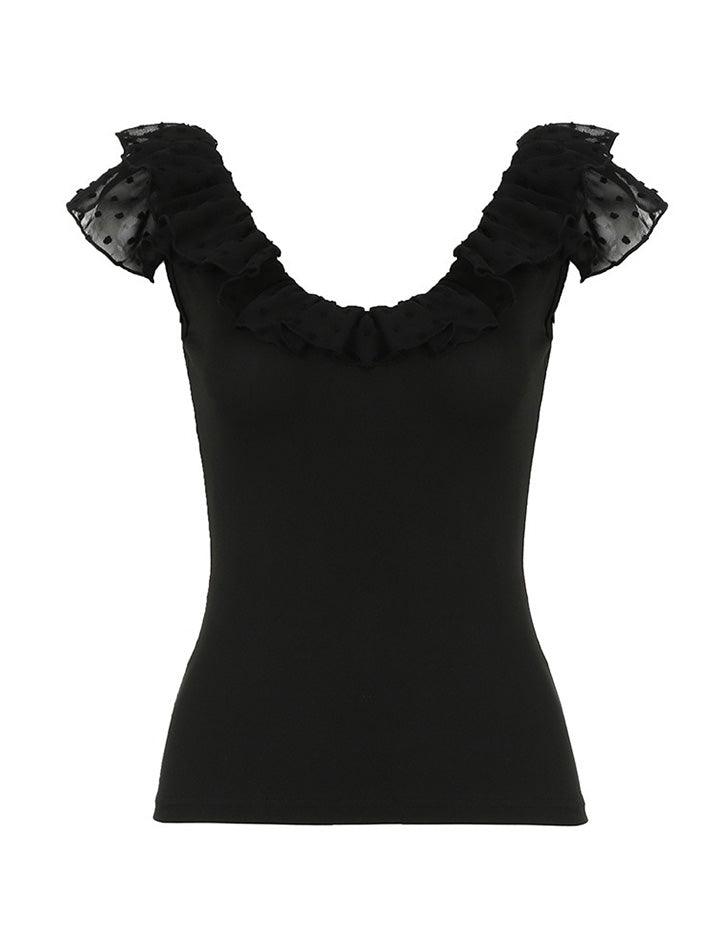 Ruffle V-Neck Flutter Sleeve Tank Top - AnotherChill