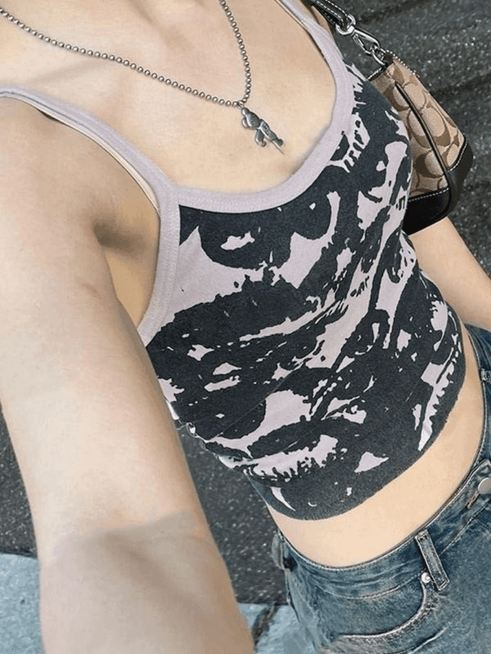 Screen Eye Print Crop Cami Top - AnotherChill