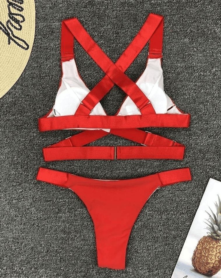 Sexy Buckle Brazilian Bottom Push-Up Two-Piece Bikini - AnotherChill