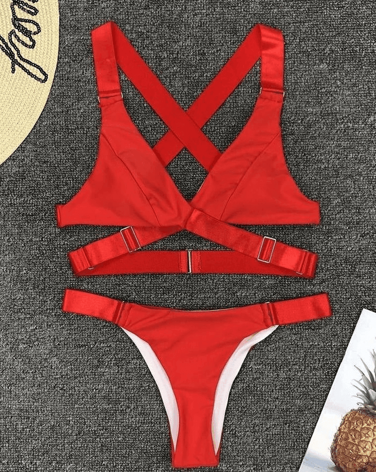 Sexy Buckle Brazilian Bottom Push-Up Two-Piece Bikini - AnotherChill