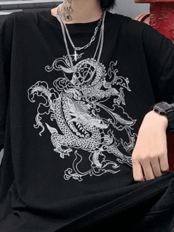 Short-Sleeve Dragon Graphic Tee - AnotherChill