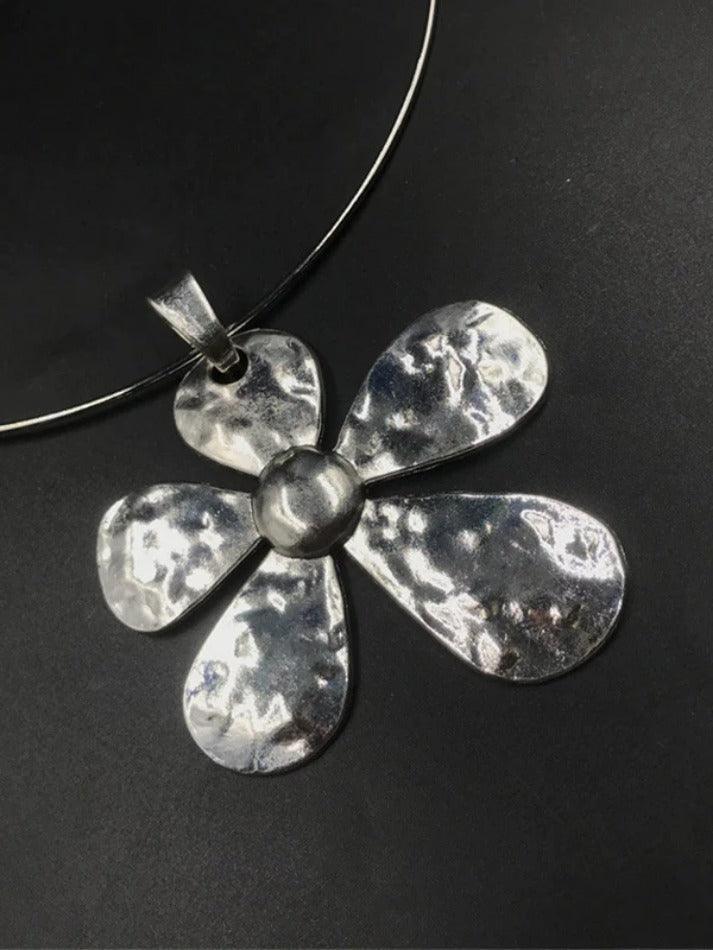 Silver Big Flower Pendant Necklace - AnotherChill