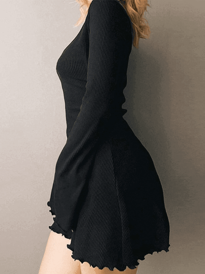 Simple Knitted Long Sleeve Mini Dress - AnotherChill