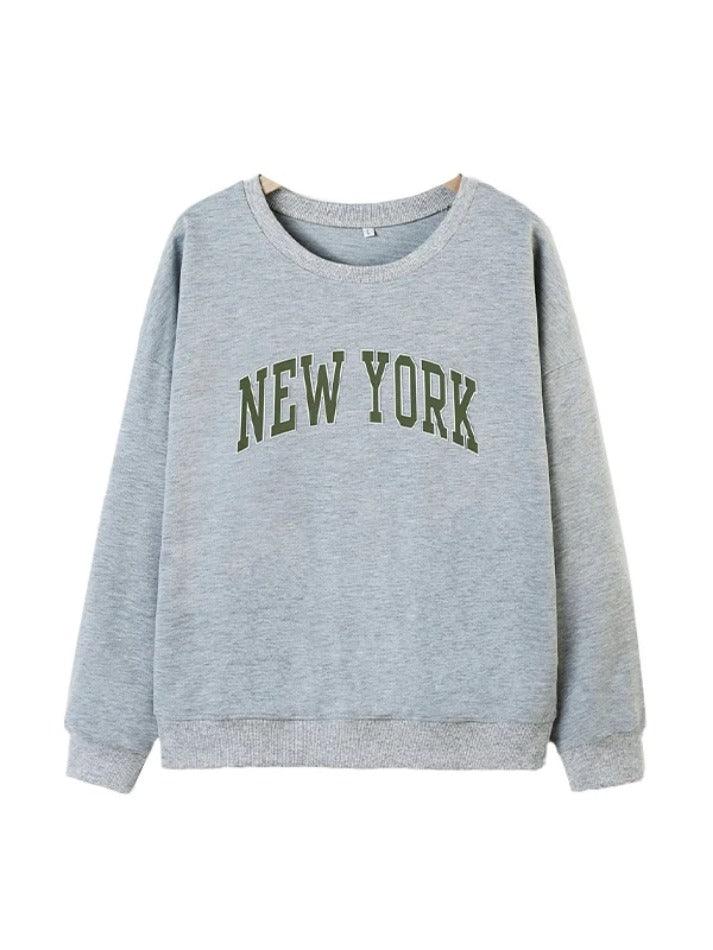 Simple Letter Print Drop Shoulder Sweatshirt - AnotherChill