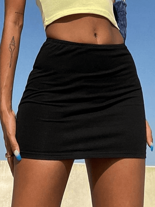 Simple Stretch Black Mini Skirt - AnotherChill