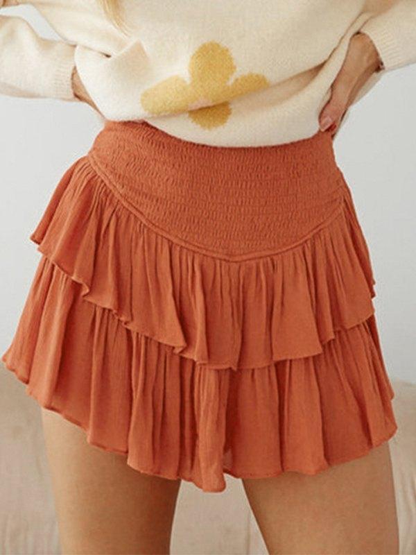 Smock Tiered Ruffle Mini Skirt - AnotherChill