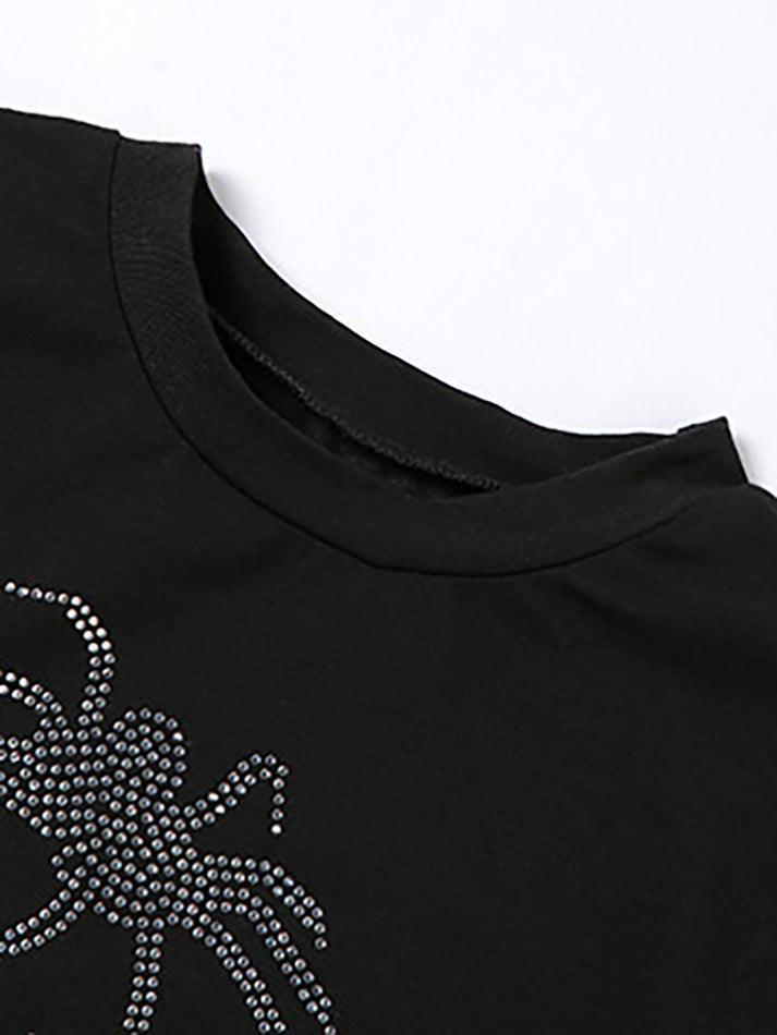 Spider Studded Short Sleeve Crop Top - AnotherChill