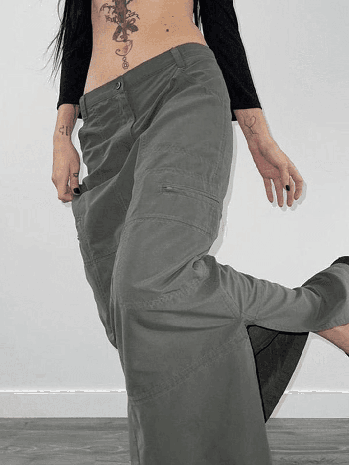 Split Y2K Low Waist Cargo Skirt - AnotherChill