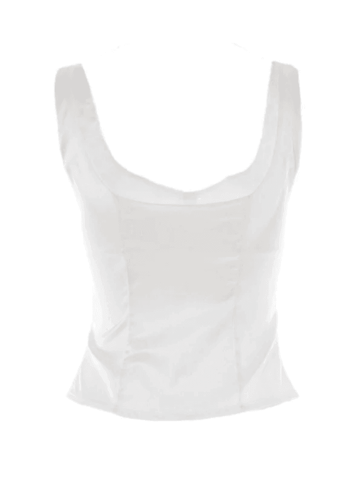 Square Neck Button Slim Fit Tank Top - AnotherChill