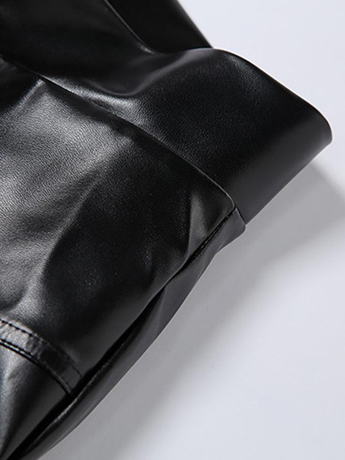 Stacked Pu Leather Pants - AnotherChill