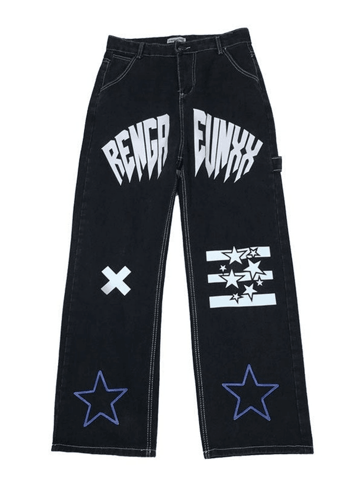Star Letter Graphic Cargo Jeans - AnotherChill
