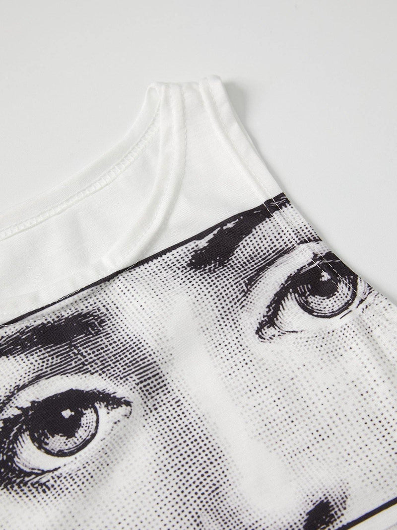 Staring Eye Graphic Crop Tank Top - AnotherChill