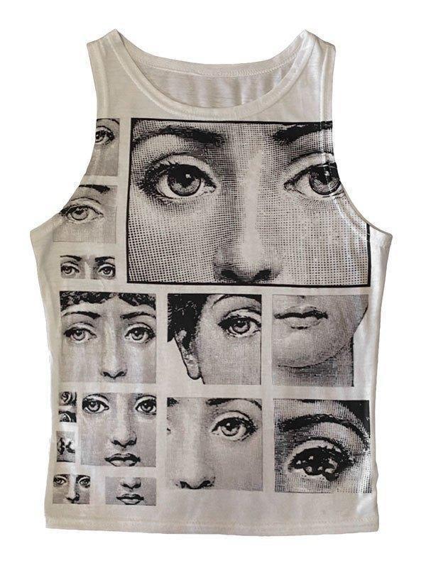 Staring Eye Graphic Crop Tank Top - AnotherChill