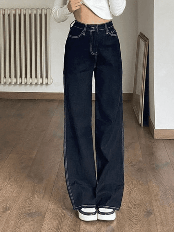 Stitched High Waist Boyfriend Jeans - AnotherChill