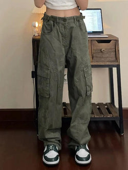 Straight Loose Casual Wide Leg Cargo Jeans - AnotherChill