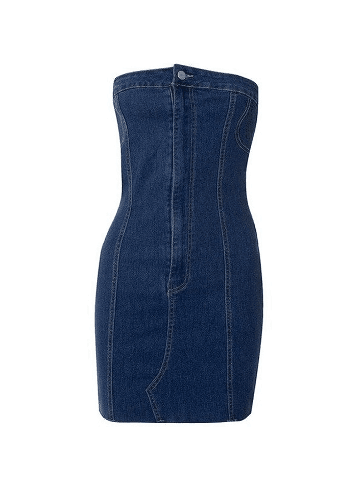 Strapless Denim Mini Dress - AnotherChill