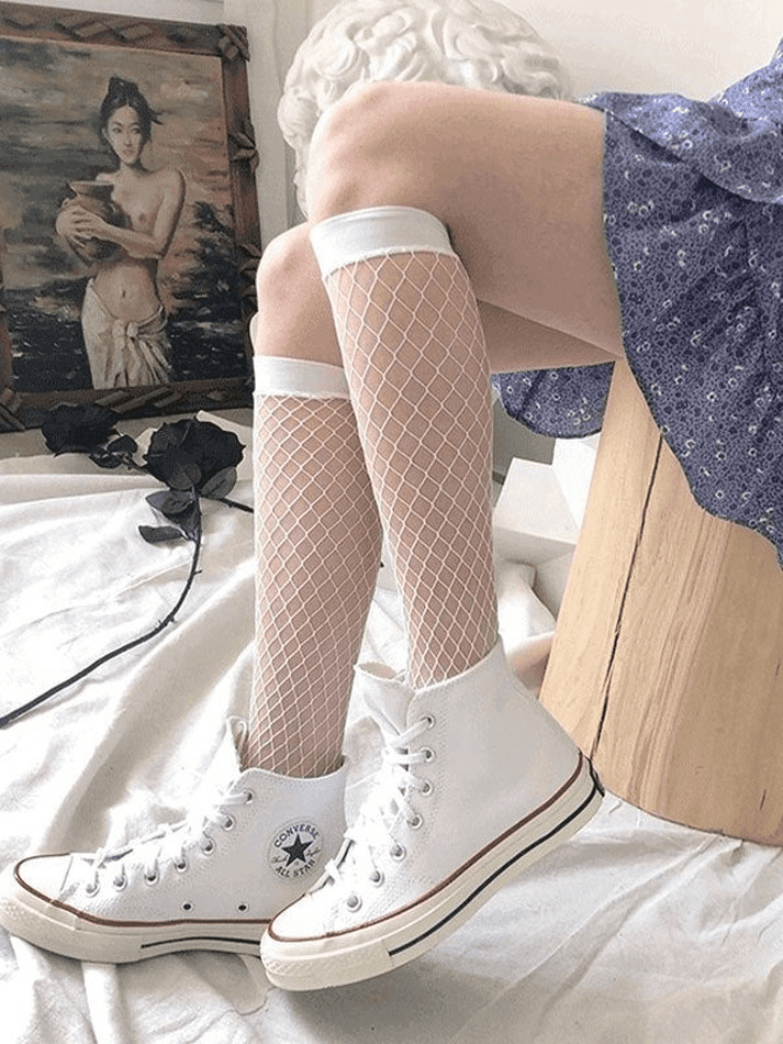 Stretch Fishnet Crew Socks - AnotherChill