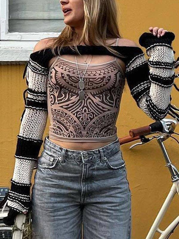 Striped Long Sleeve Bolero Knit Top - AnotherChill