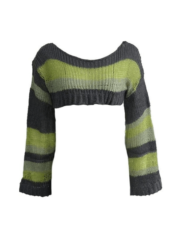 Striped Long Sleeve Bolero Sweater Top - AnotherChill