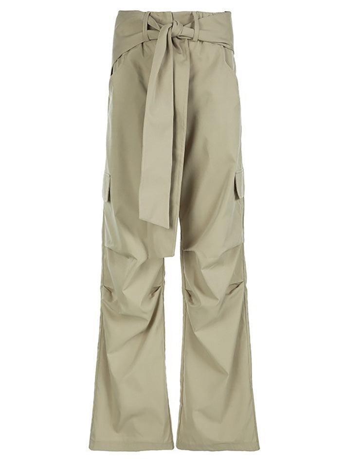 Tie Detail Loose Fit Cargo Pants - AnotherChill