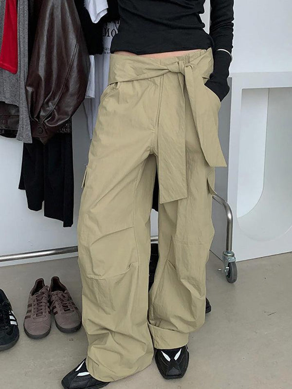 Tie Detail Loose Fit Cargo Pants - AnotherChill