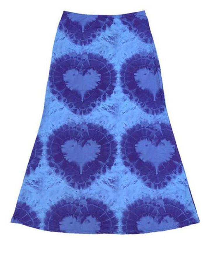 Tie-Dye Heart Wrap Midi Skirt - AnotherChill