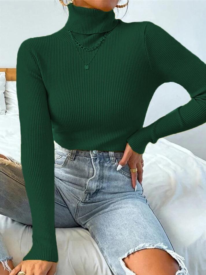 Turtleneck Ribbed Knit Sweater - AnotherChill