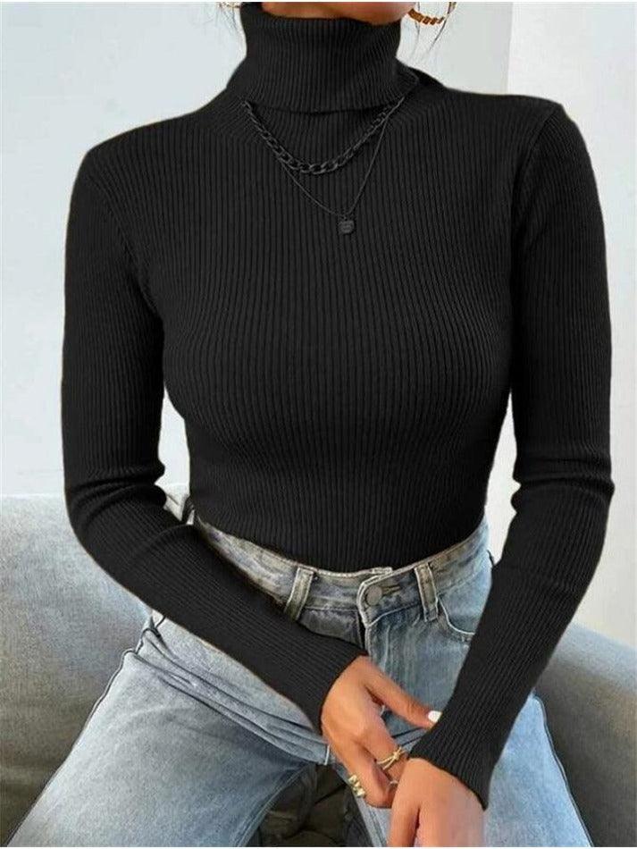 Turtleneck Ribbed Knit Sweater - AnotherChill