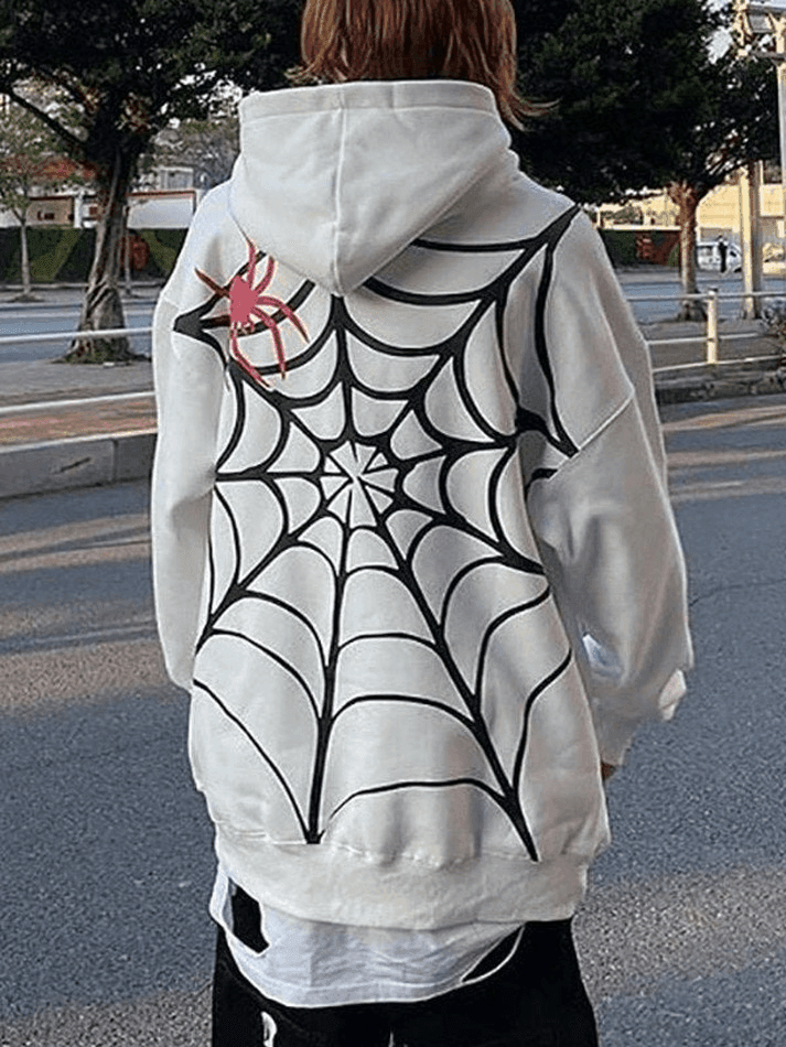 Unisex Loose Fit Spiderweb Graphic Hoodie - AnotherChill