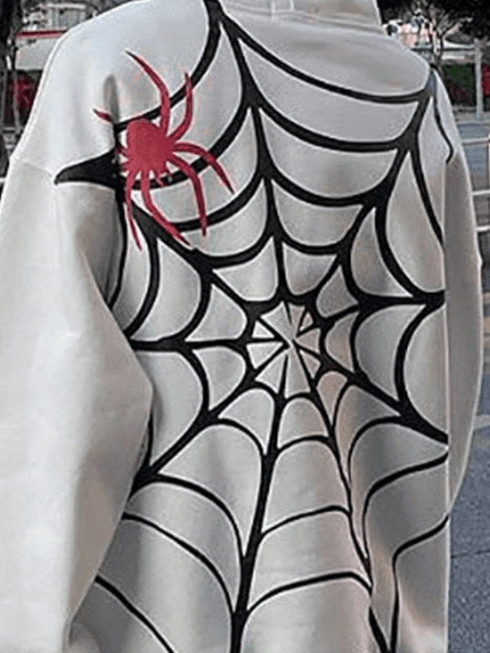 Unisex Loose Fit Spiderweb Graphic Hoodie - AnotherChill