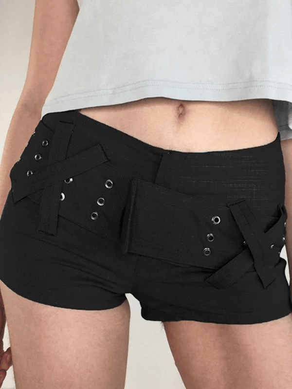 Velcro Belt Stretch Denim Shorts - AnotherChill