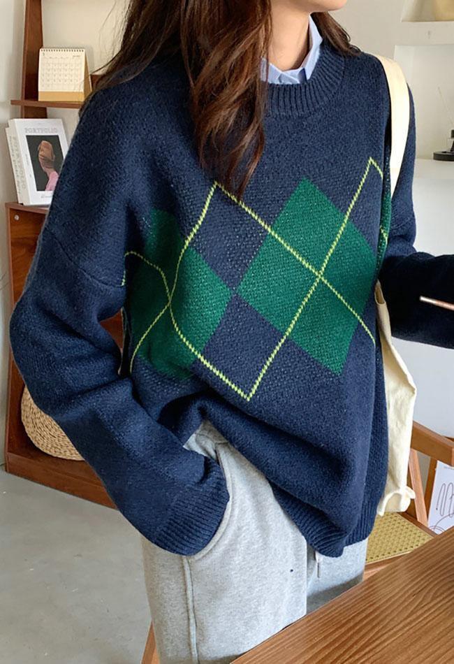 Vintage Argyle Pullover Sweater - AnotherChill