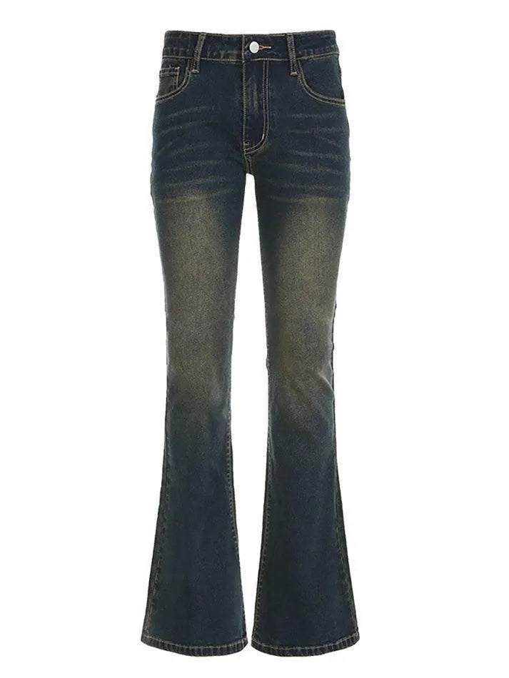 Vintage Basic Low Rise Flared Jeans - AnotherChill