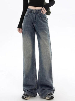 Vintage Blue Flap Detail Boyfriend Jeans - AnotherChill