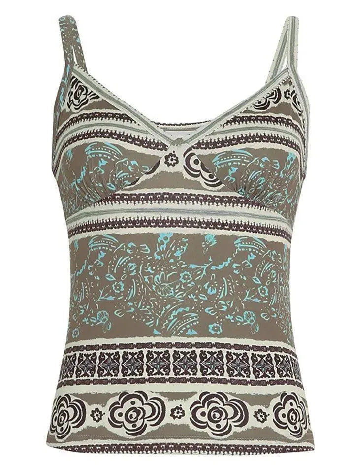 Vintage Bohemian Contrast Print Cami Top - AnotherChill