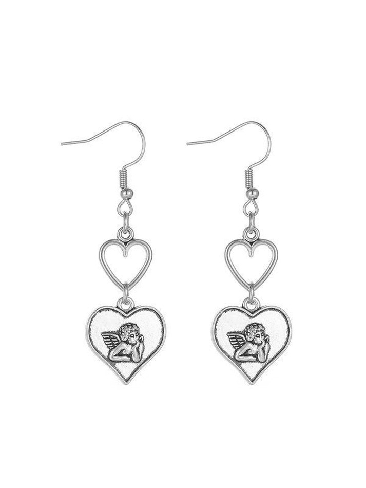 Vintage Cherub Heart Earrings - AnotherChill