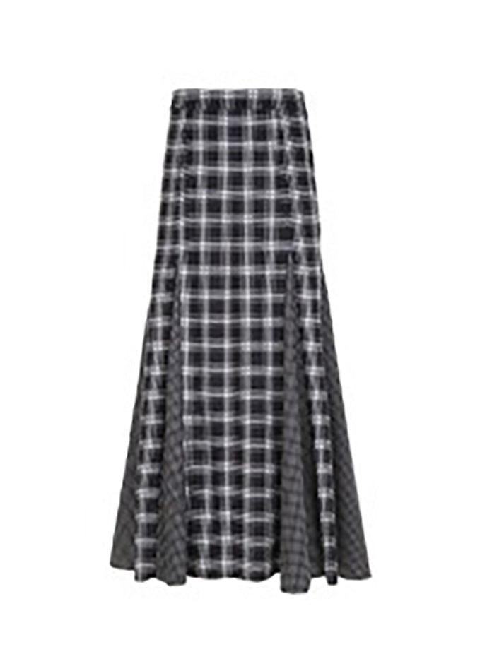 Vintage Contrast Patchwork A-Line Plaid Skirt - AnotherChill
