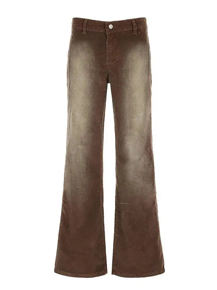 Vintage Contrast Washed Low-Rise Corduroy Pants - AnotherChill